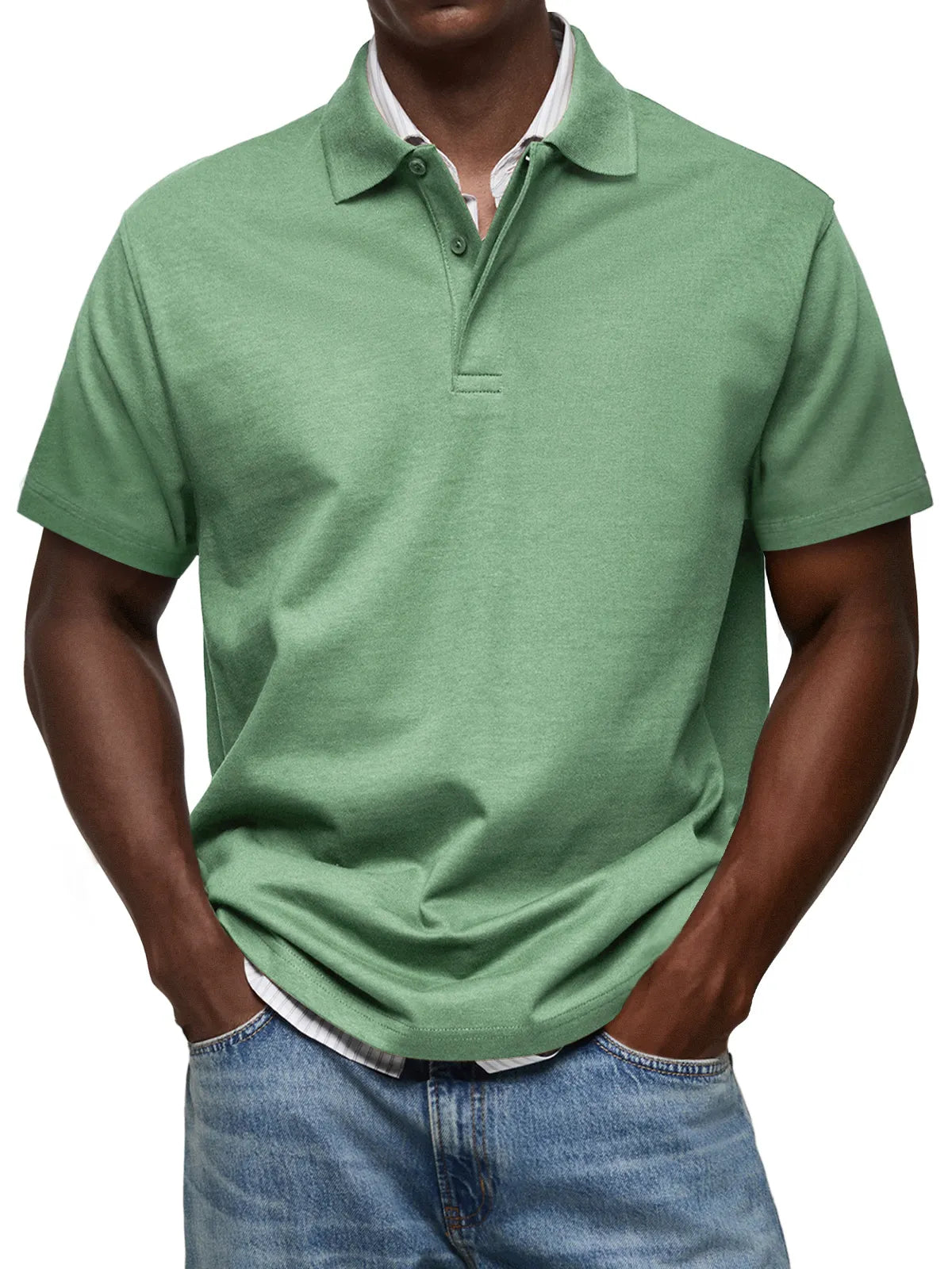 Men's Casual Lapel Button Up Comfortable Short Sleeve POLO Shirt