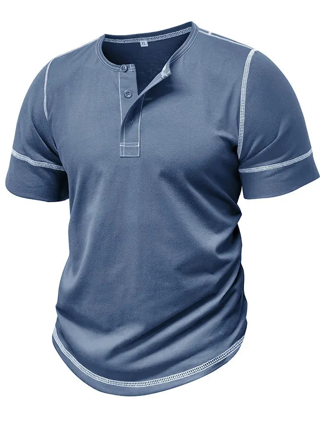 Men's Henry Elastic Cotton Daily Casual T-shirt