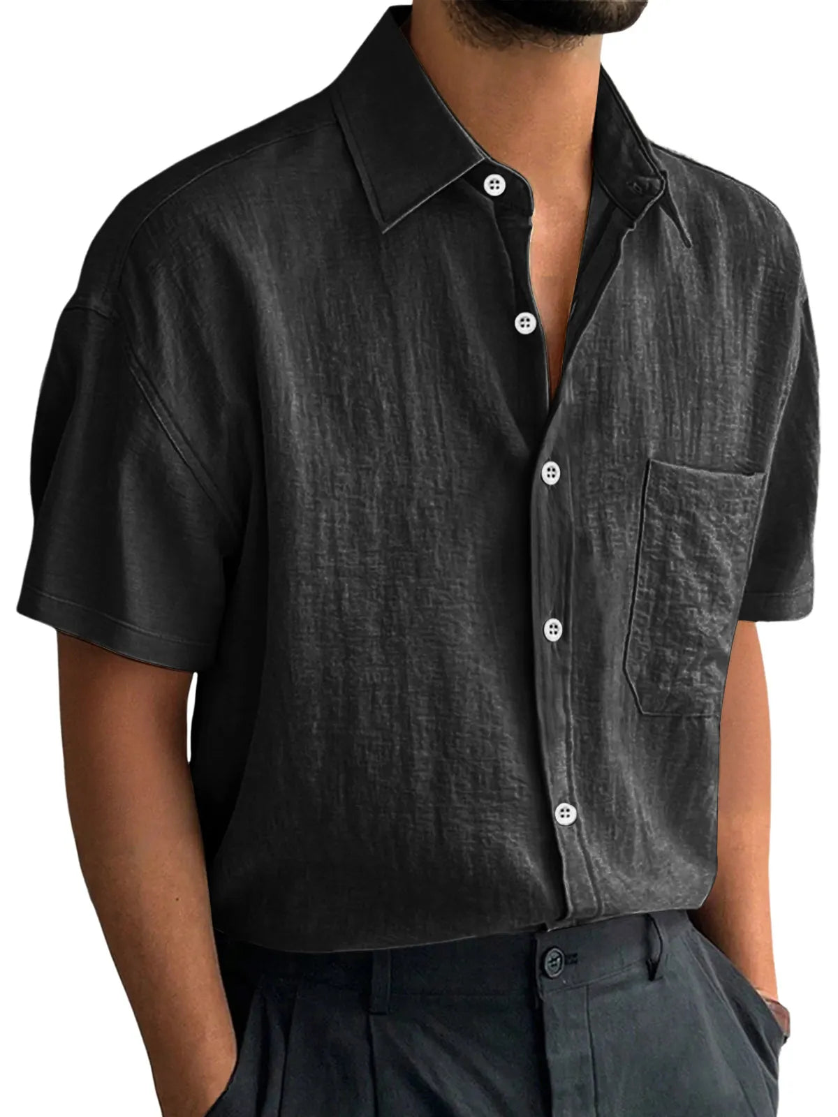 Men's Everyday Casual Lapel Pocket Comfort Short Sleeve Shirt