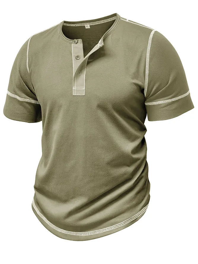 Men's Henry Elastic Cotton Daily Casual T-shirt