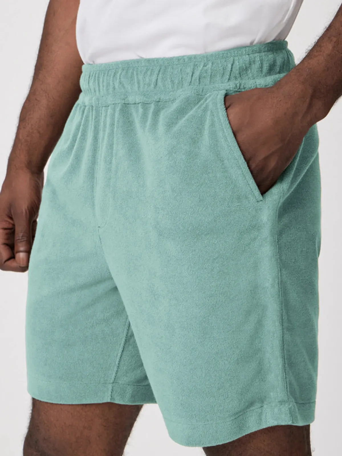 Men's Comfort Terry Casual Stretch Elastic Shorts with Side Pockets
