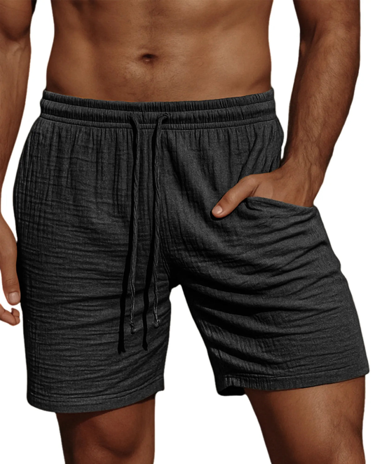 Men's Comfortable Crepe Texture Resort Casual Lace-Up Shorts