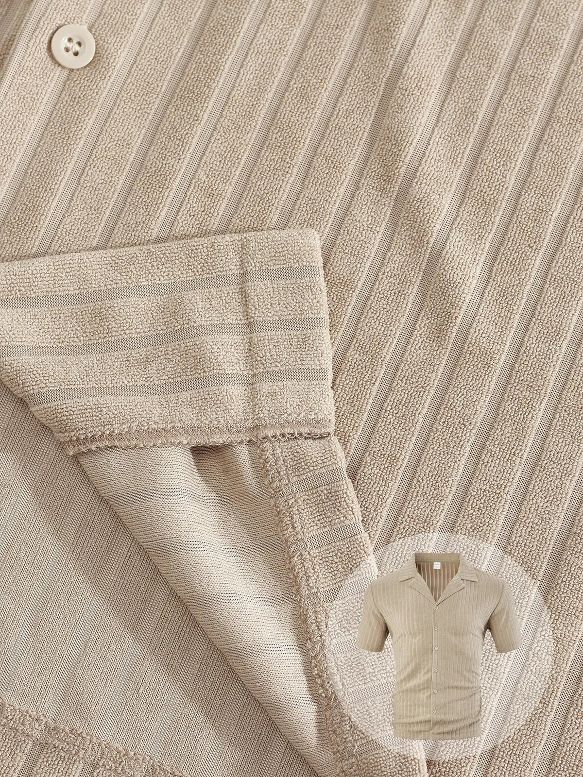 Men's Casual Solid Color Jacquard Short-sleeved Cardigan
