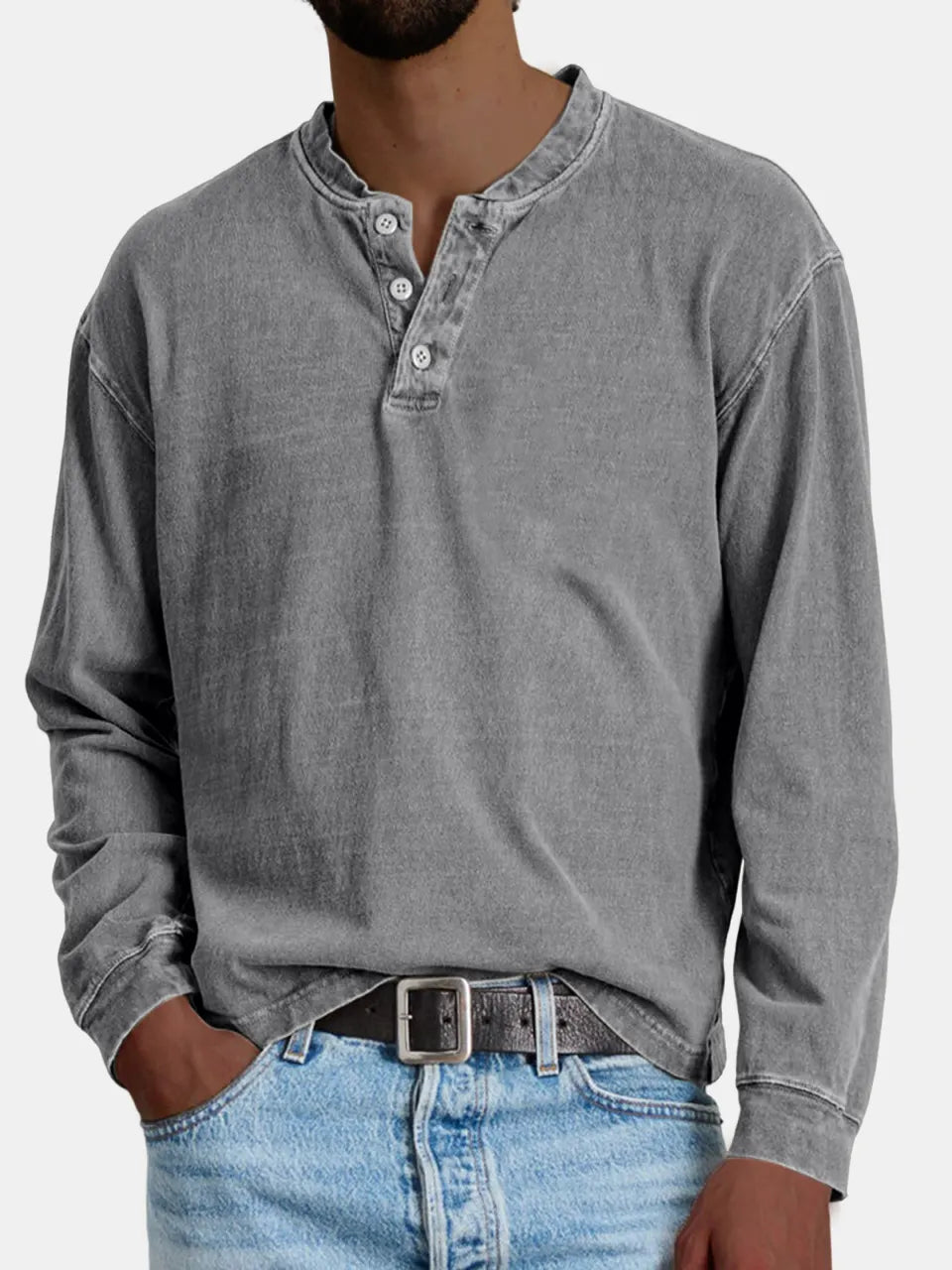 Men's Retro Casual Distressed Button POLO Shirt