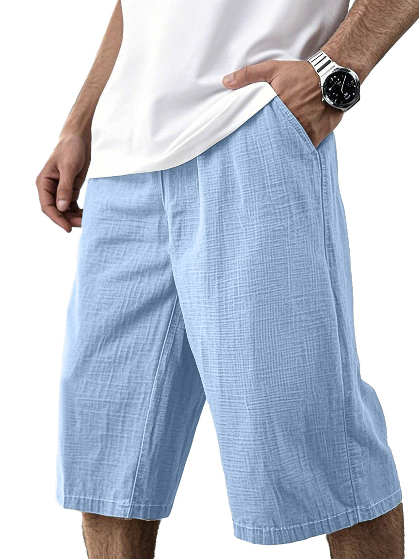 Men's Simple Solid Color Loose, Comfortable And Breathable Cropped Pants