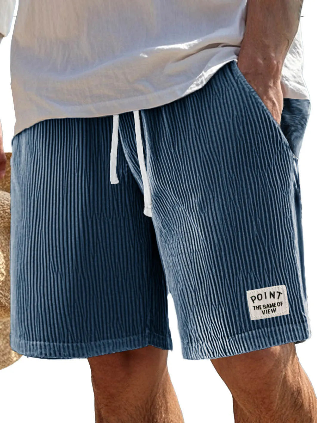 Men's Fashion Casual Ribbed Fabric Pocket Embroidered Logo Shorts