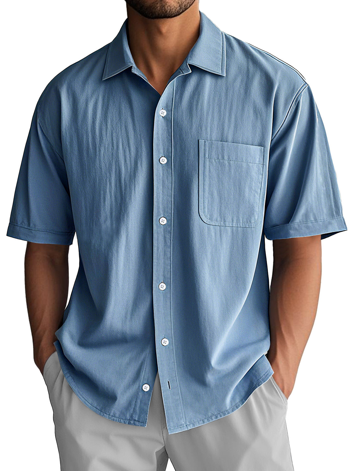 Men's Daily Casual Lapel Pocket Comfort Short Sleeve Shirt