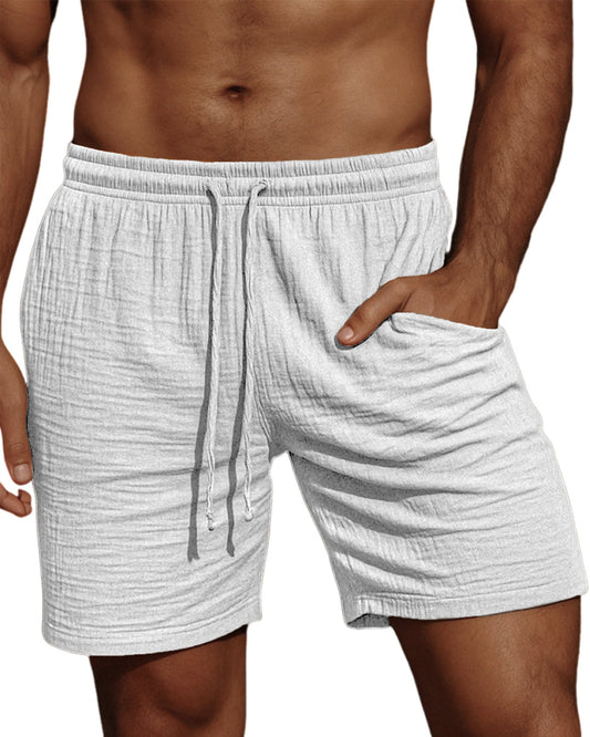 Men's Comfortable Crepe Texture Resort Casual Lace-Up Shorts