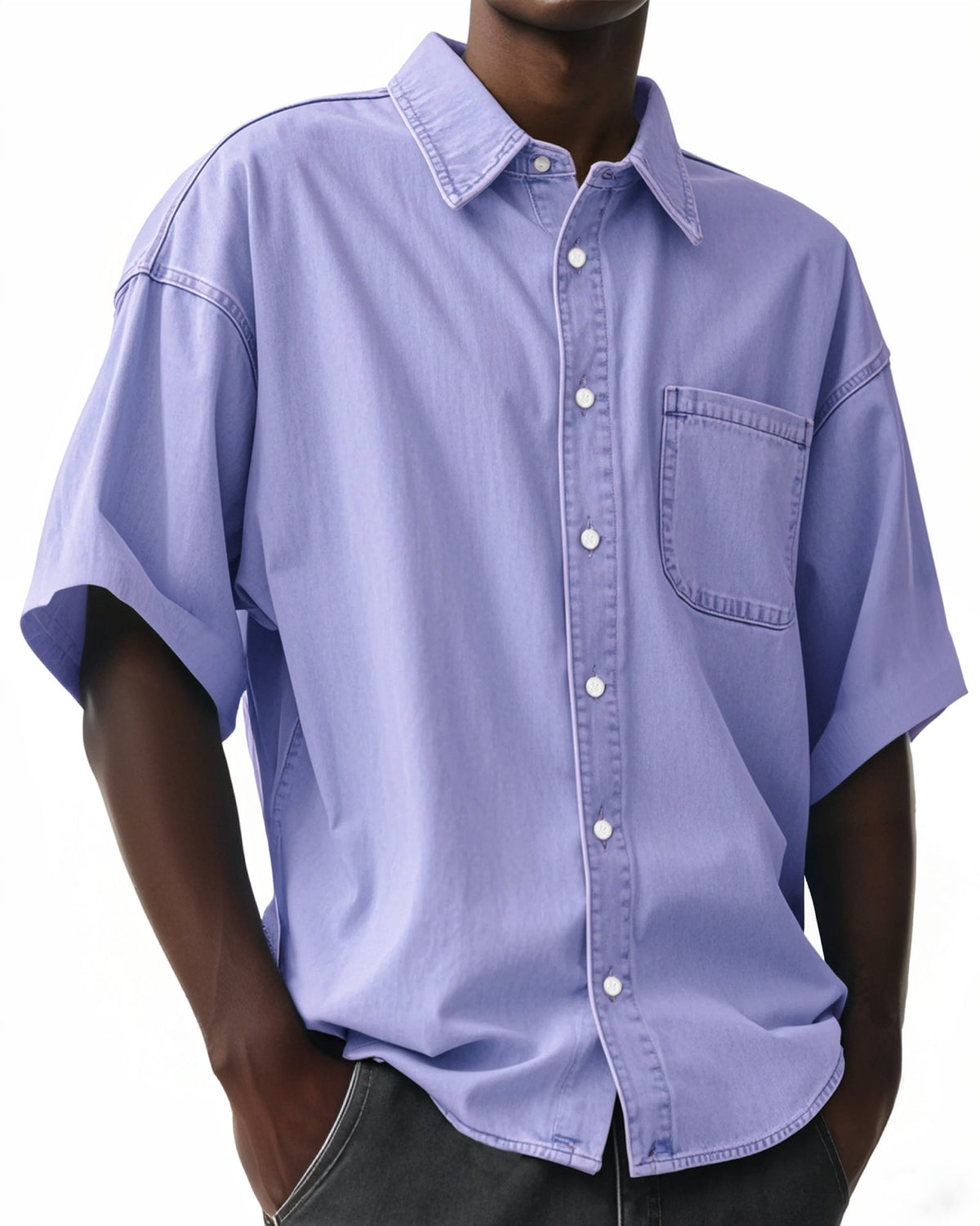 Men's Comfortable Vintage Lapel Short Sleeve Shirt With Chest Pocket