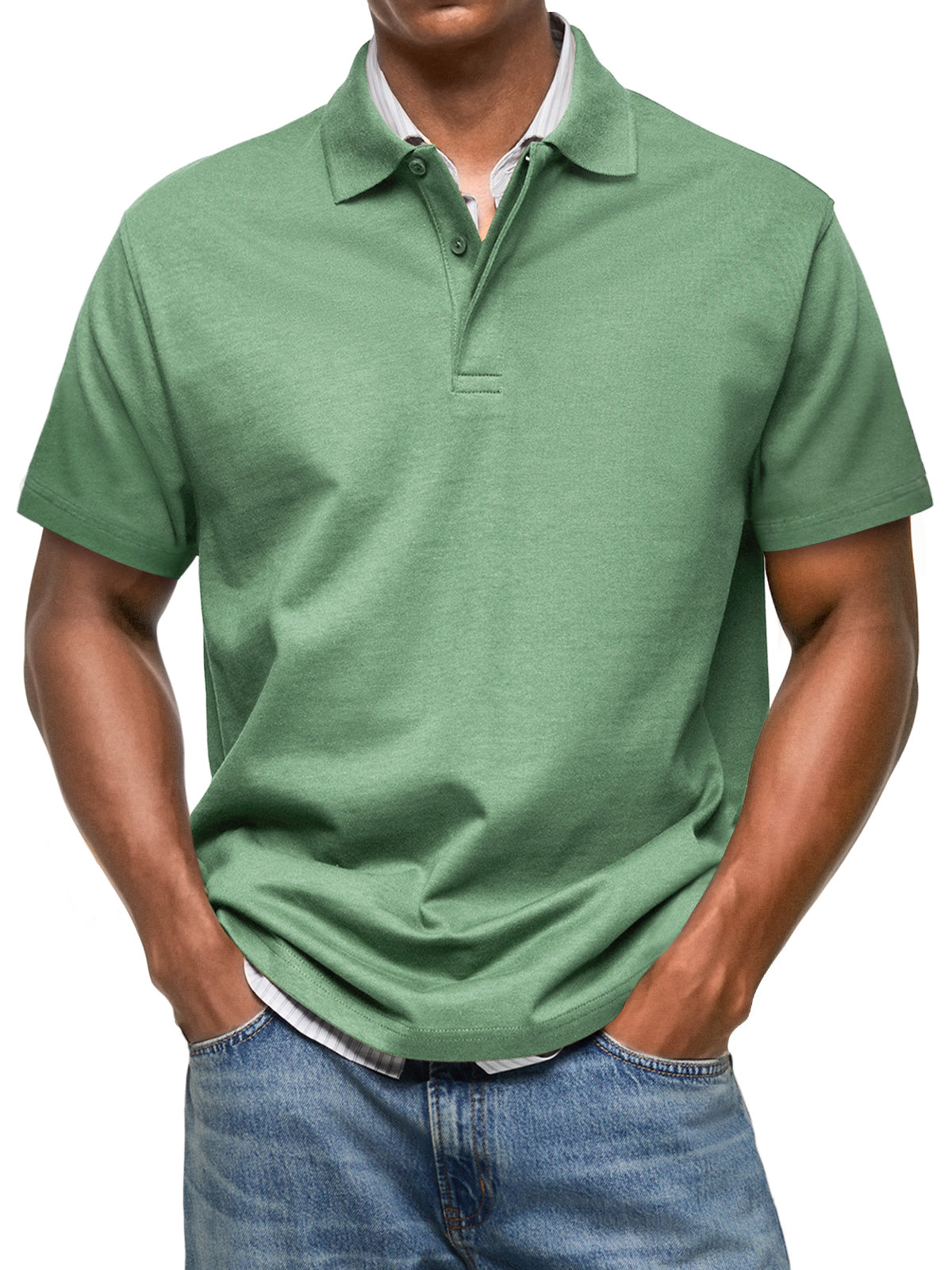 Men's Casual Everyday Lapel Button Up Comfortable Short Sleeve POLO Shirt