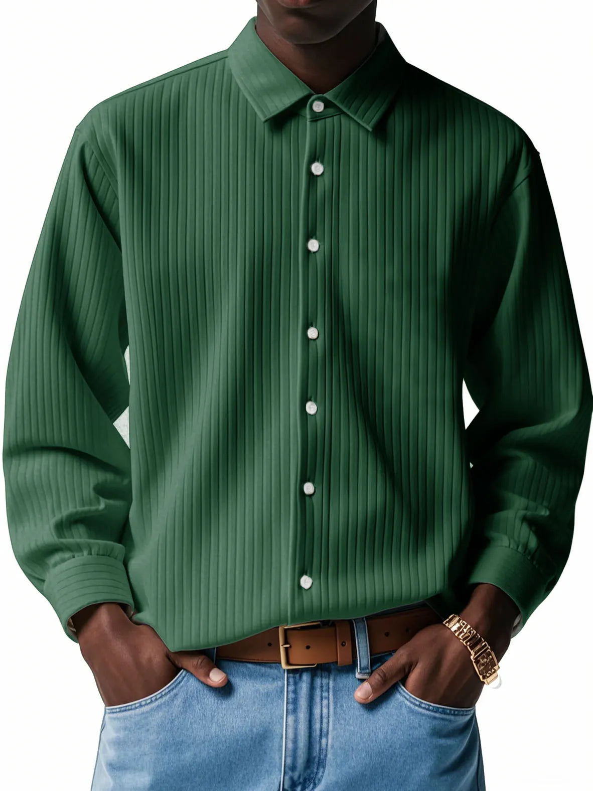 Men's Fashion Casual Corduroy Long Sleeve Shirt