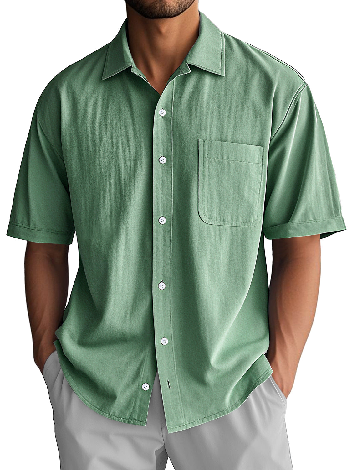 Men's Daily Casual Lapel Pocket Comfort Short Sleeve Shirt