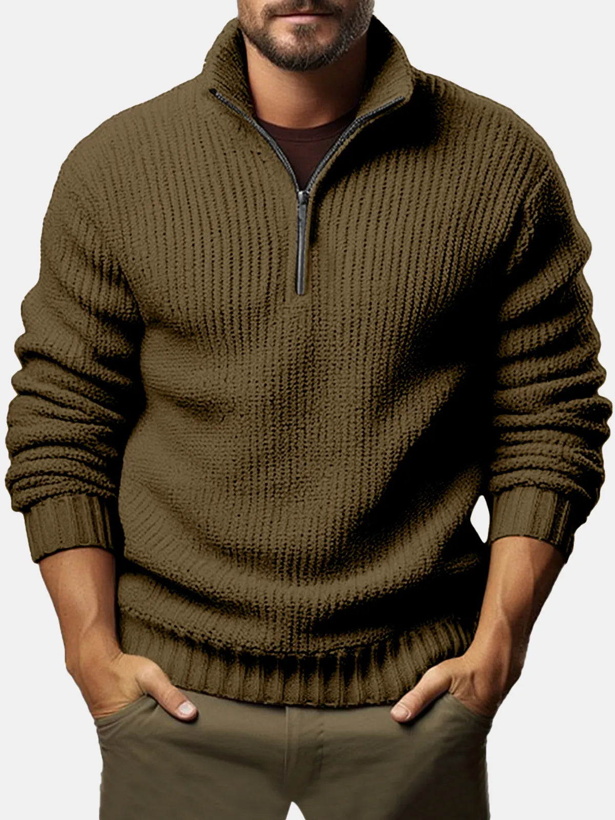 Men's Casual Loose Zipper Long-sleeved Sweater