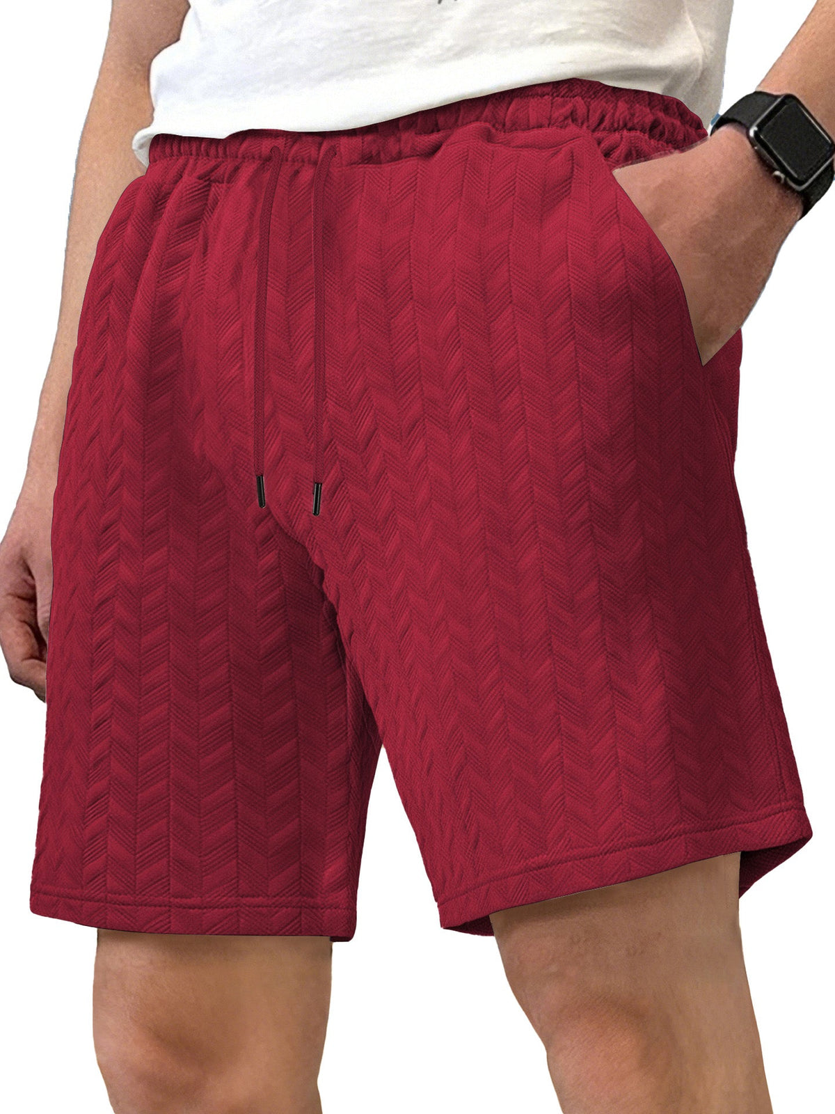 Men's Simple Solid Color Jacquard Texture Shorts