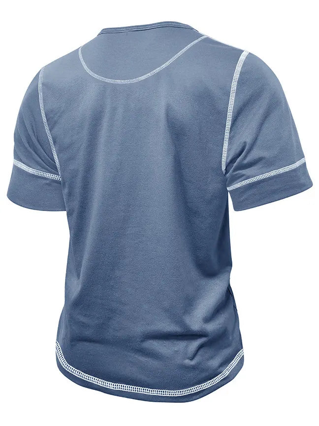 Men's Henry Elastic Cotton Daily Casual T-shirt
