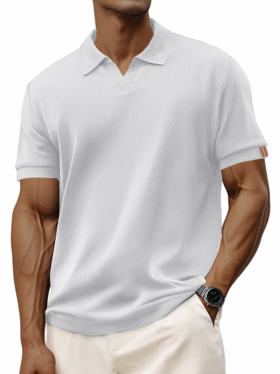 Men's Retro Casual V-neck Short-sleeved Polo Shirt