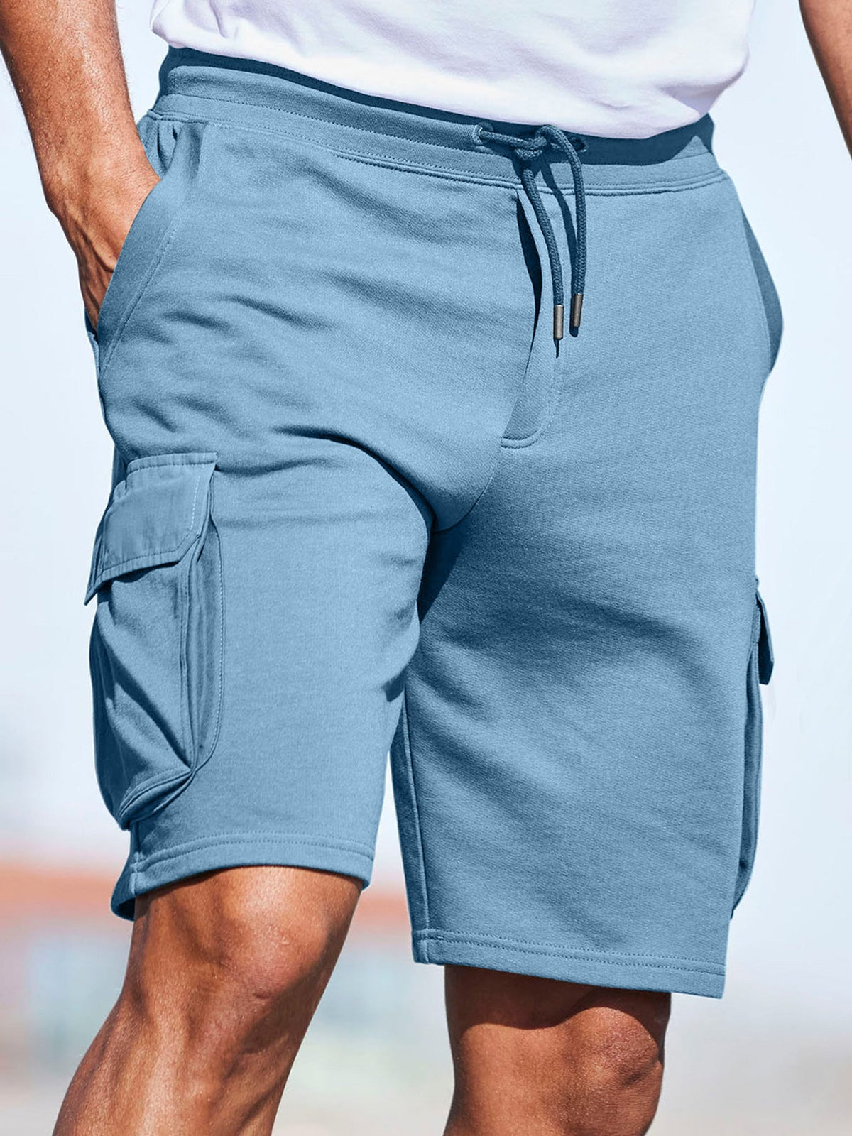 Men's Everyday Multi-Pocket Drawstring Solid Color Comfort Shorts