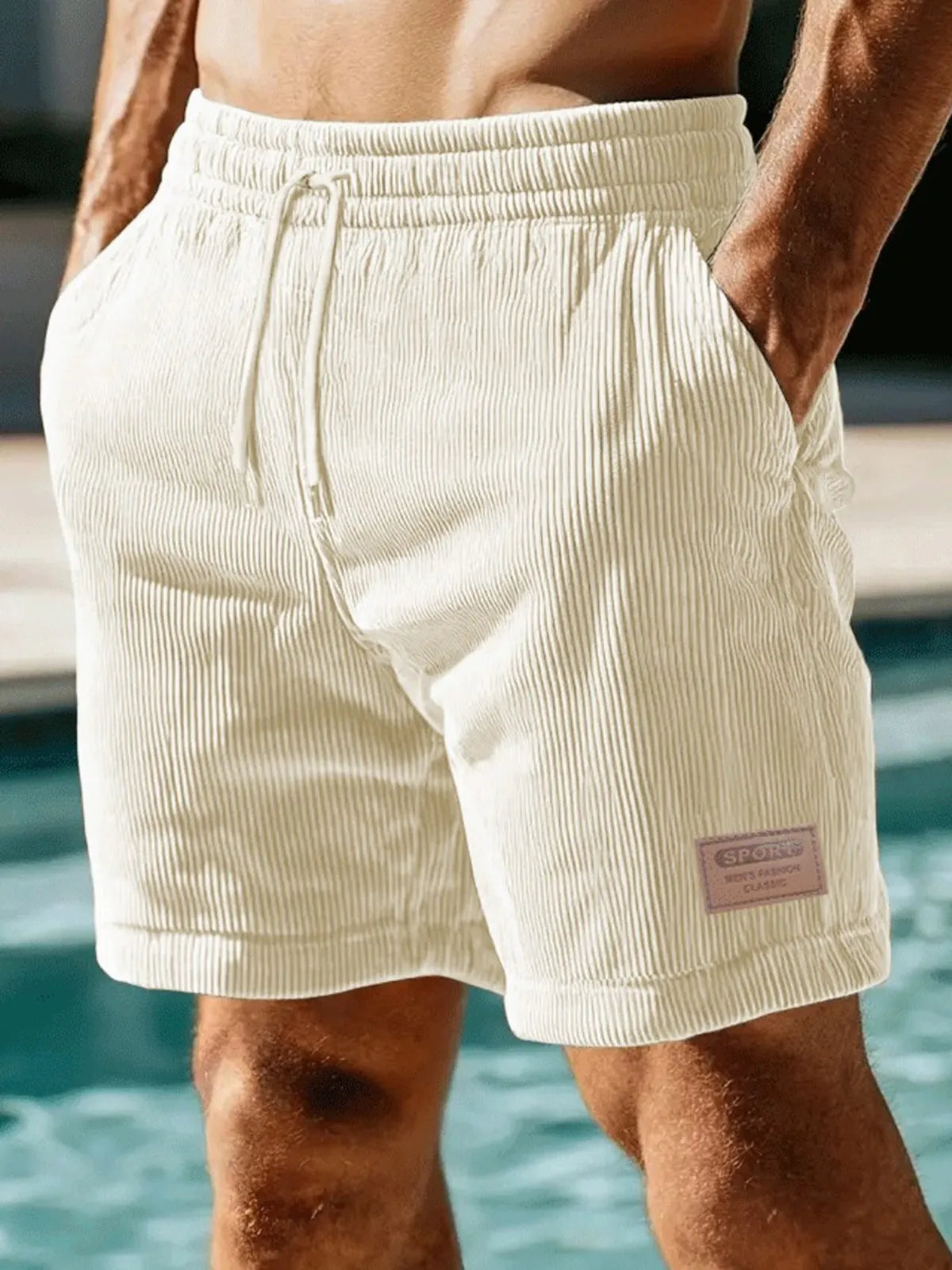 Men's Corduroy Lace-up Simple Casual Shorts