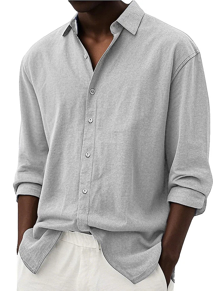 Men's Fashion Retro Casual Lapel Long-sleeved Shirt