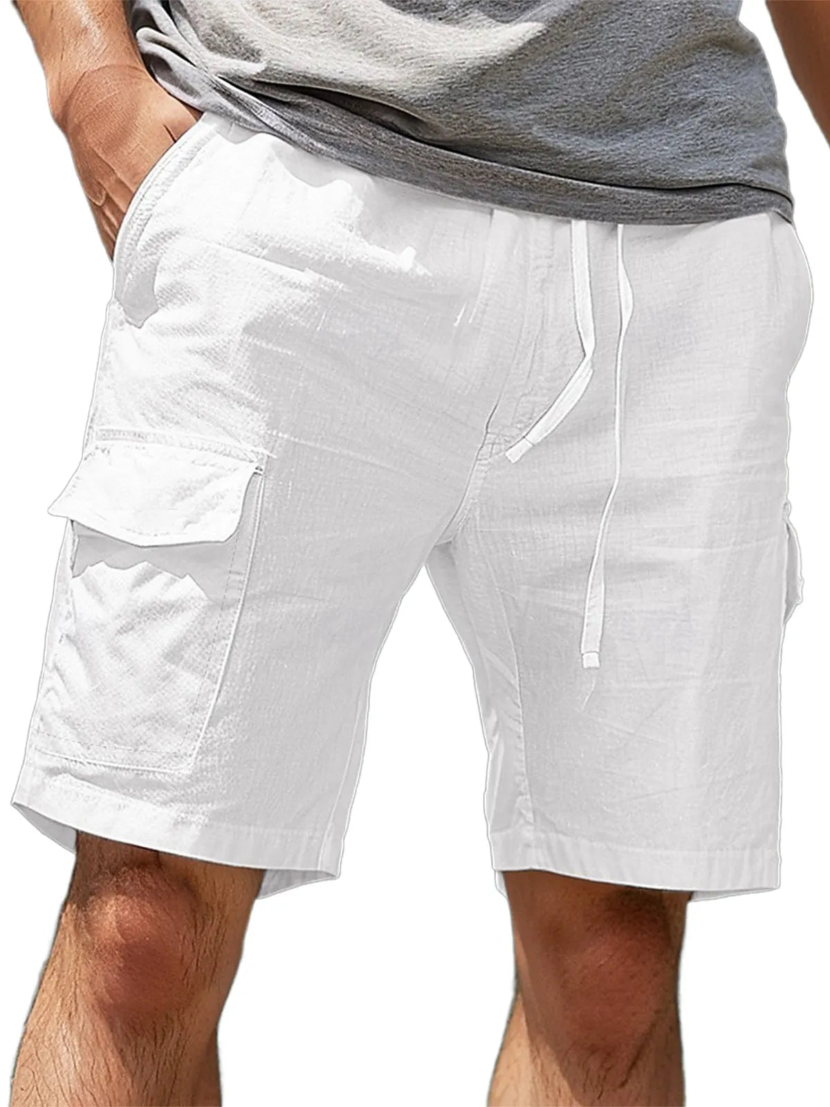 Men's Casual Cotton Drawstring Elastic Waist Shorts