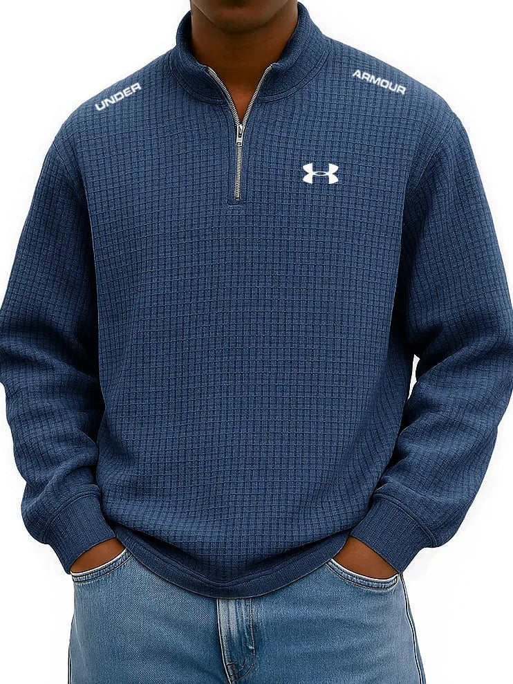 BESTSELLER🔥 Men’s Rib-Cuff Quarter-Zip Top – Cozy Waffle Texture, Everyday Casual Fit