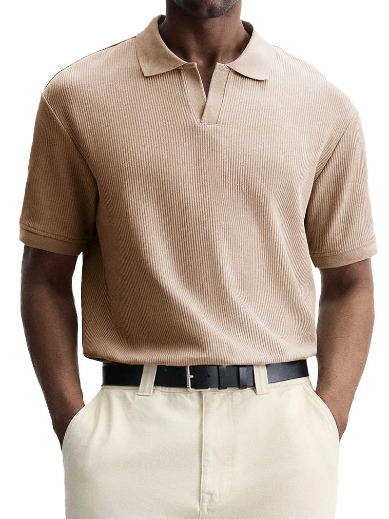 Men's Fashion Retro Casual Pit V-neck Short-Sleeved Polo Shirt