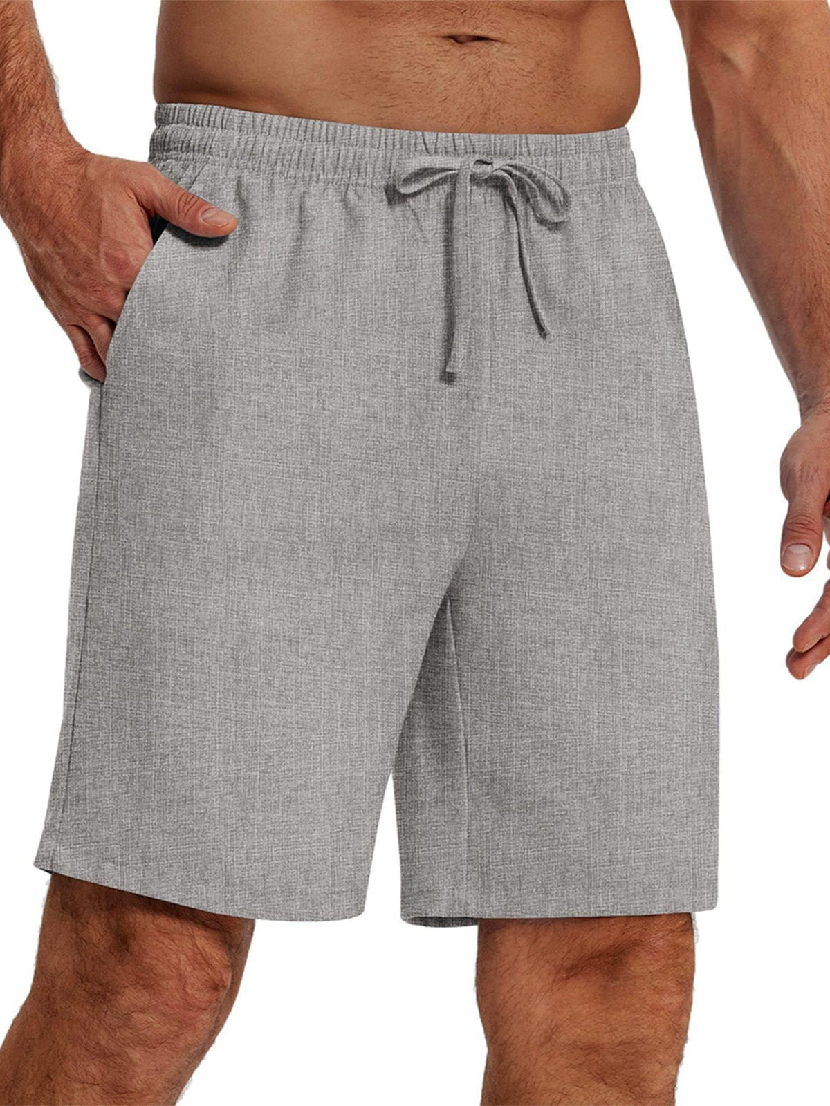 Men's Casual Solid Color Cotton And Linen Shorts
