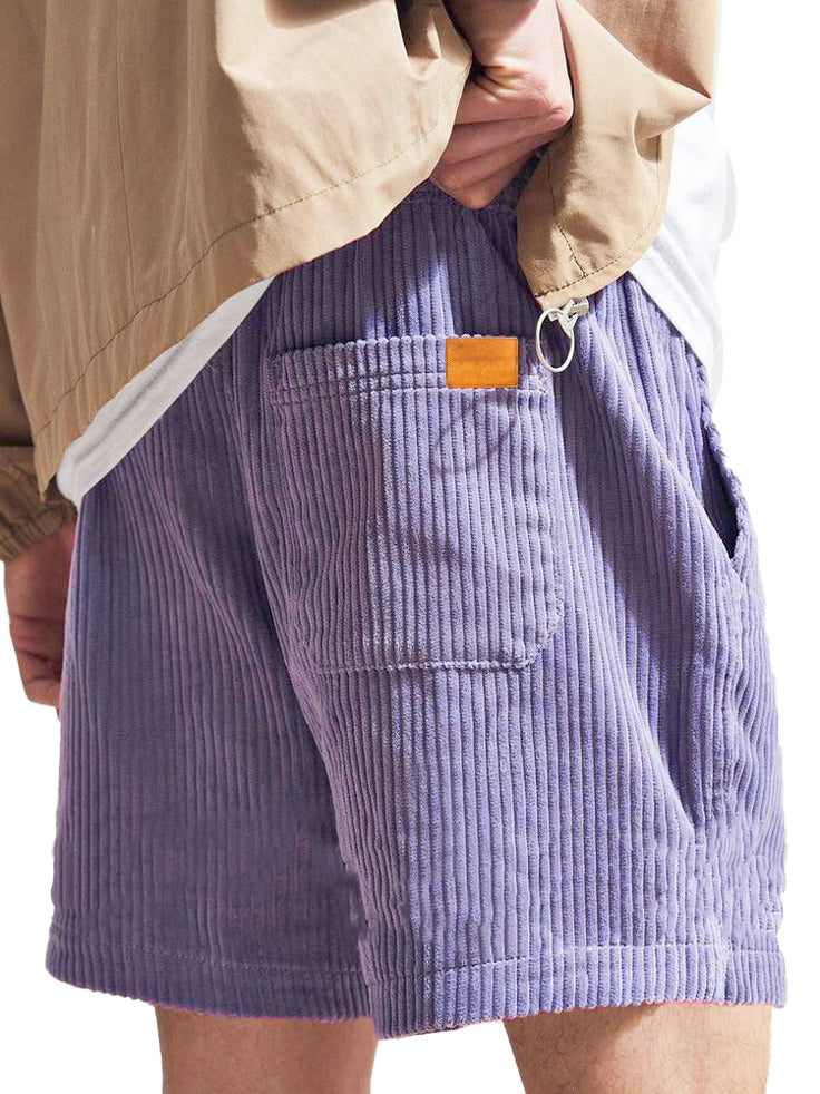 Men's Fashion Casual Corduroy Logo Embroidered Shorts