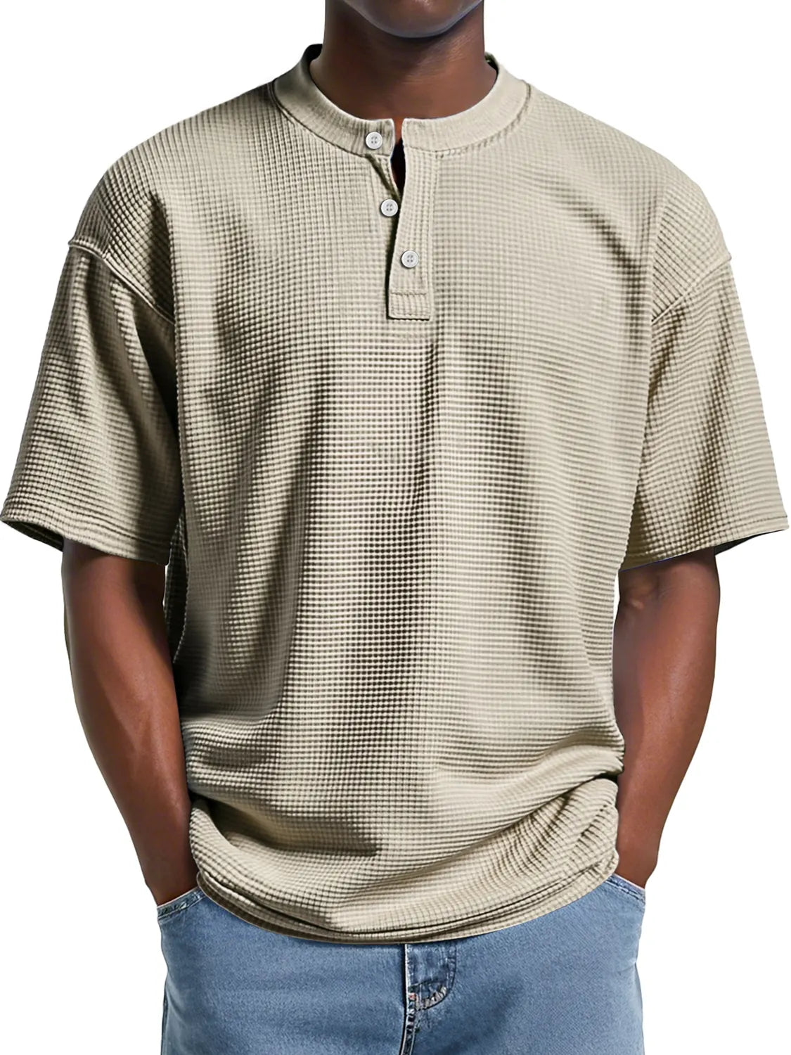 Men's Everyday Waffle Casual Comfort Short Sleeve Henley