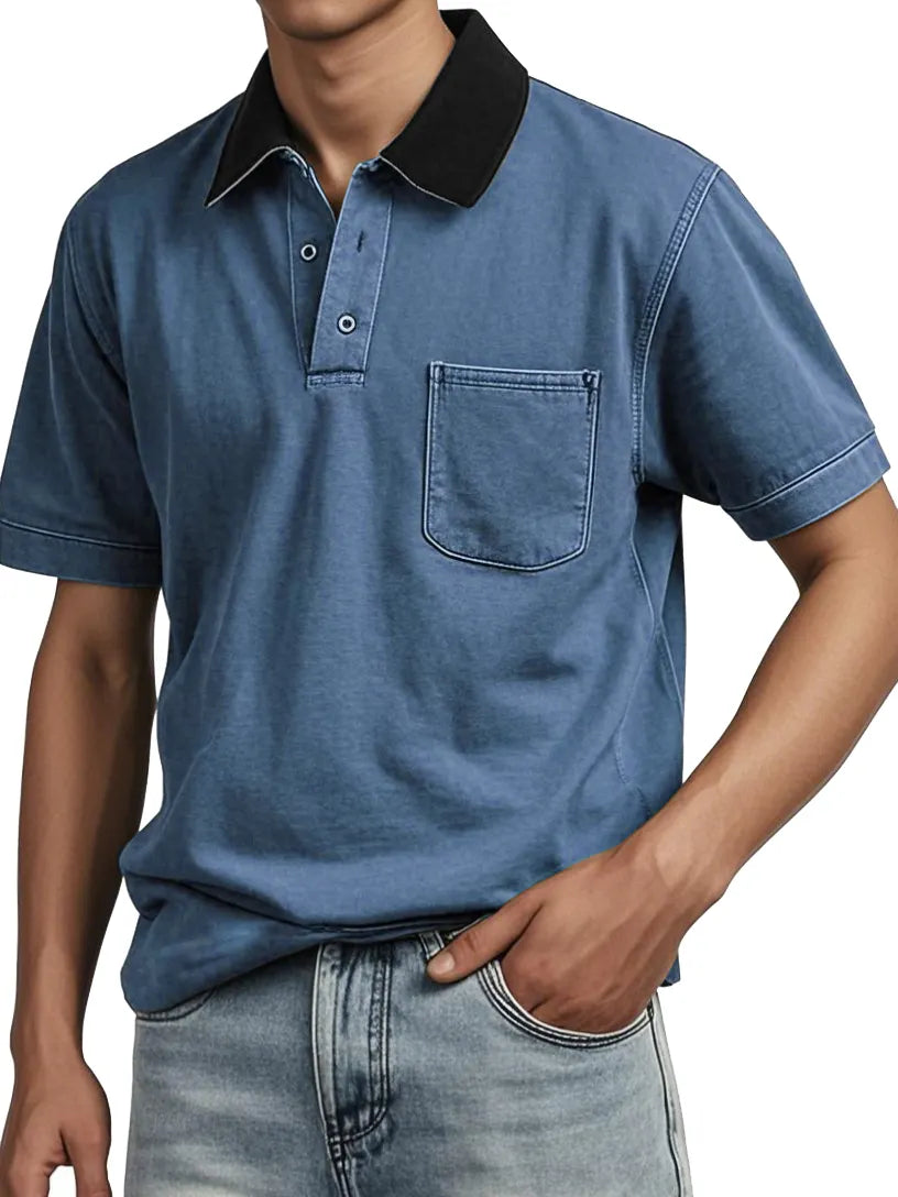 Men's Contrasting Detroit Lapel Workwear Polo