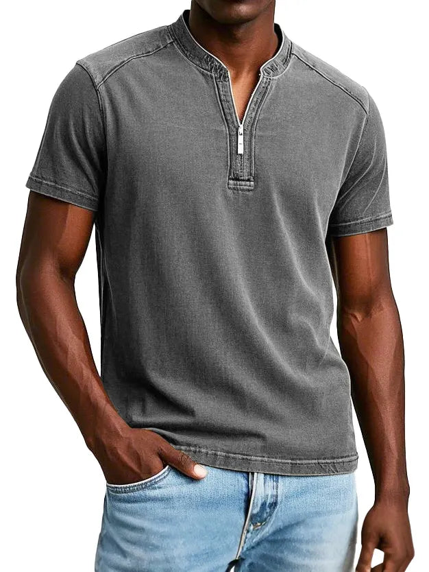 Men's Fashion Vintage Distressed Short Sleeve Henley Shirt