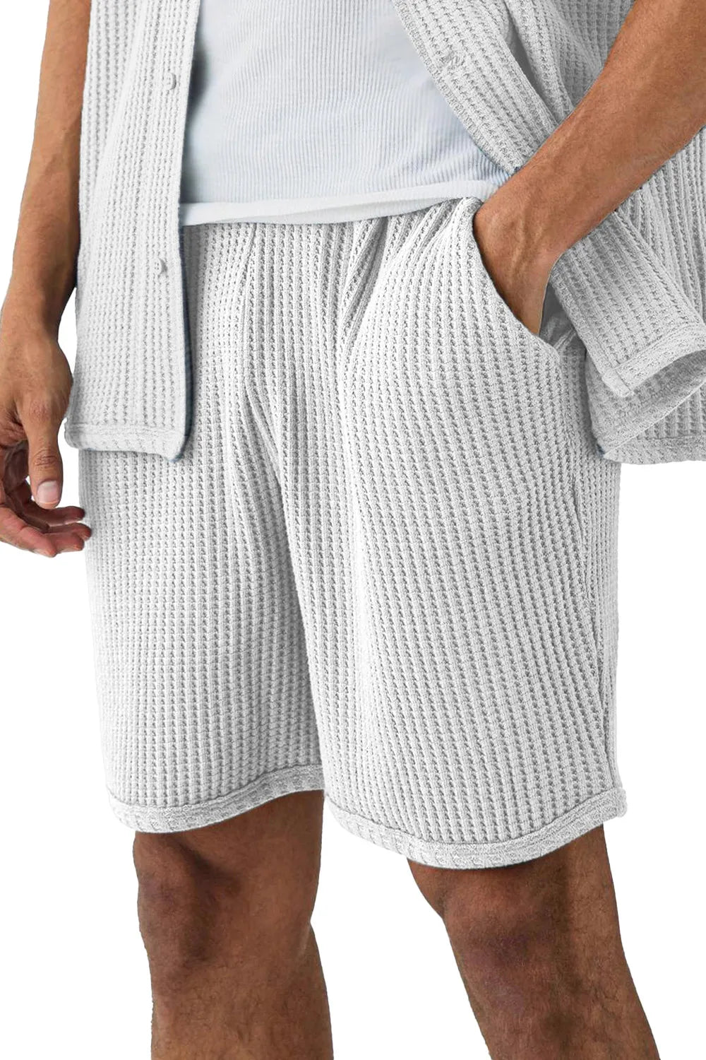 Men's Solid Color Everyday Waffle Casual Shorts