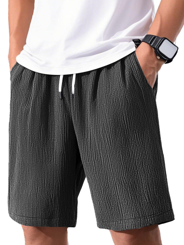 Men's Fashion Casual Short-sleeved Pleated Fabric Shorts