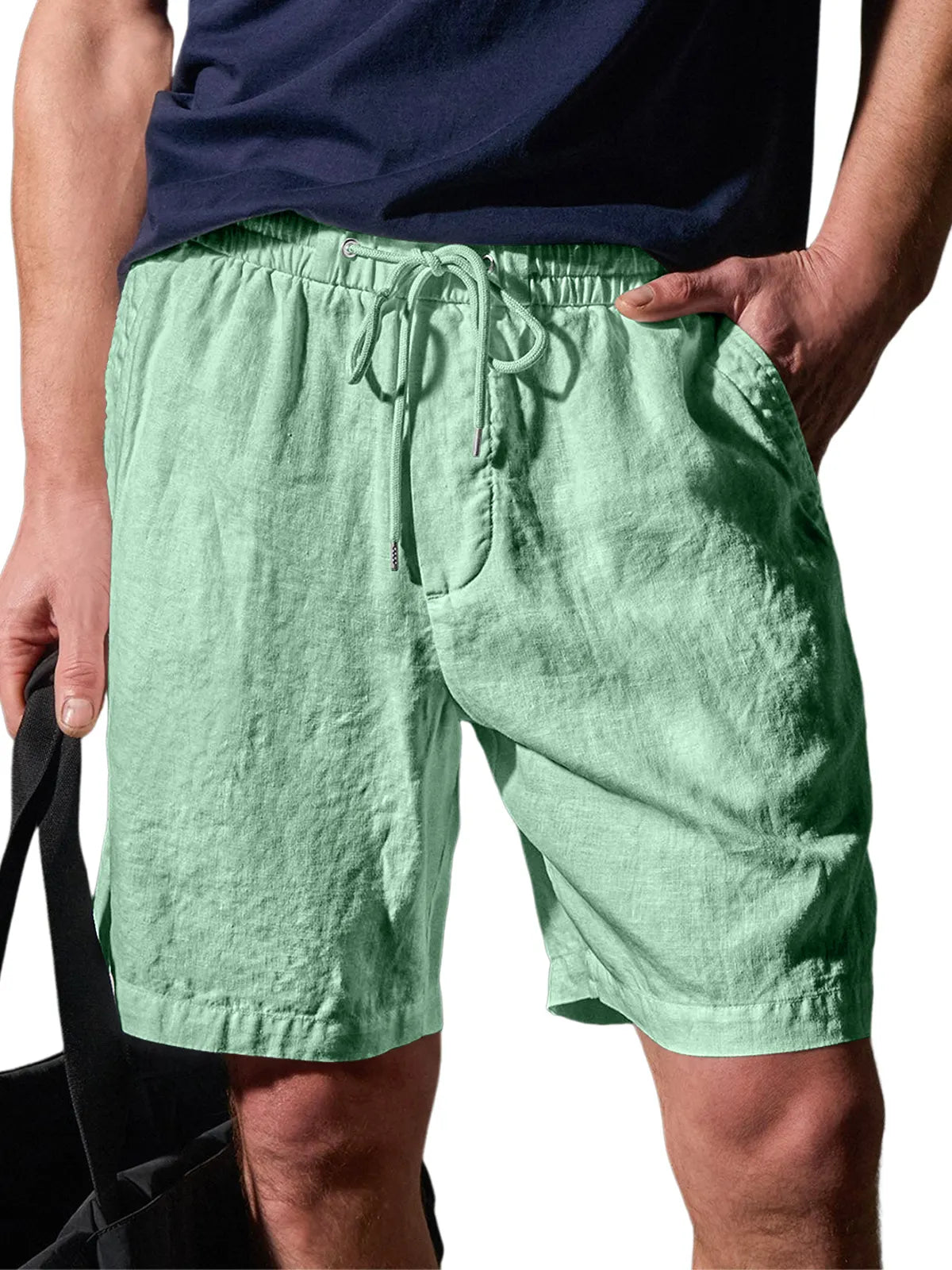 Men's Daily Comfort Elastic Waist Casual Solid Color Shorts