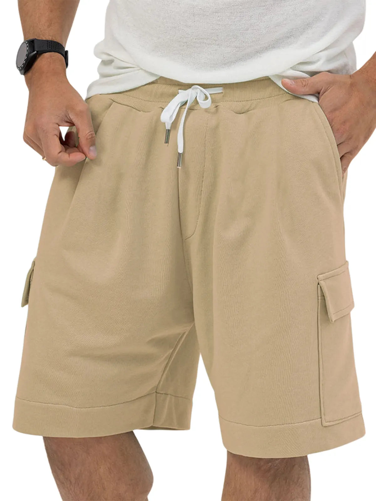 Men's Utility Multi-Pocket Bermuda Everyday Sports Lace-Up Shorts