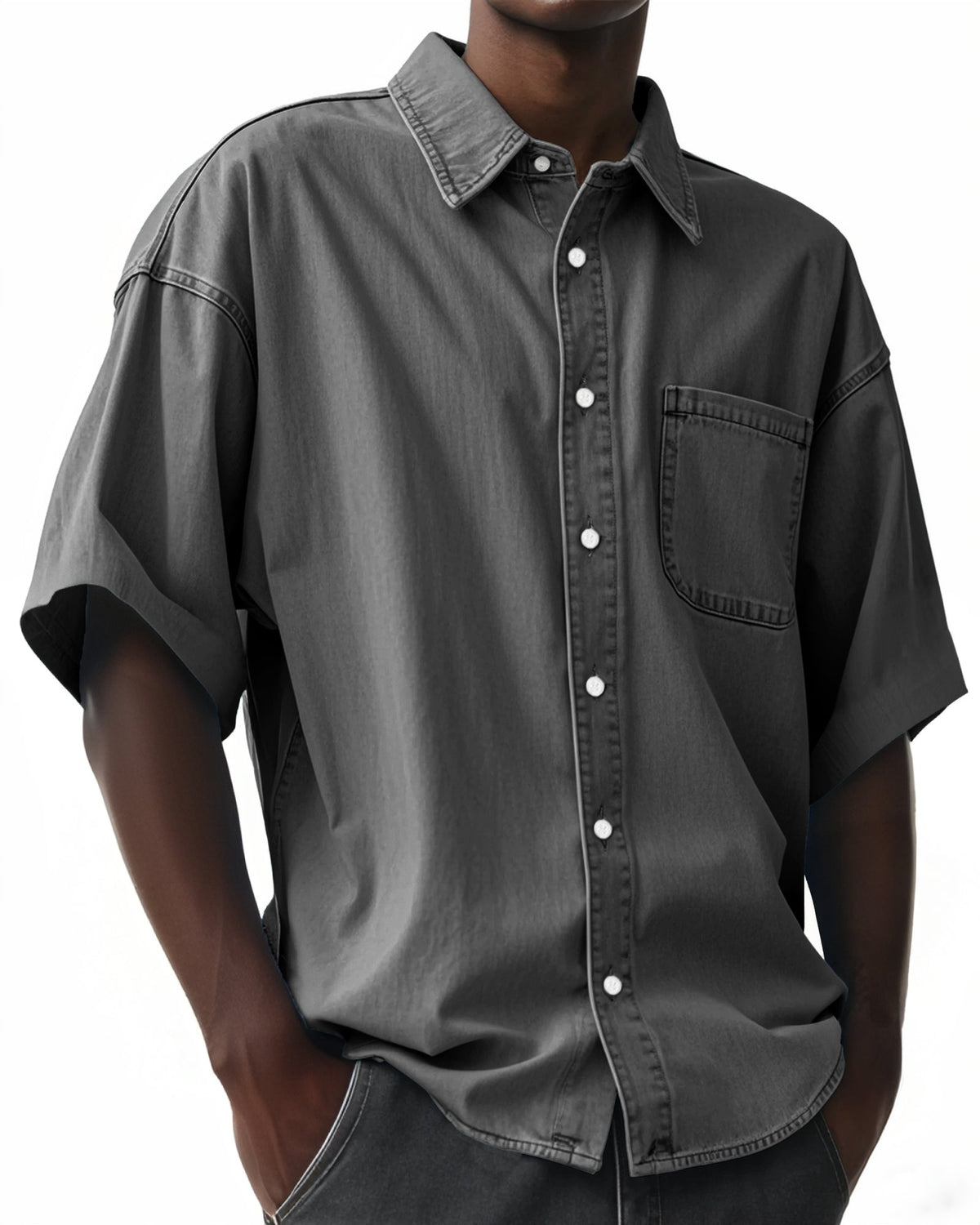 Men's Comfortable Vintage Lapel Short Sleeve Shirt With Chest Pocket