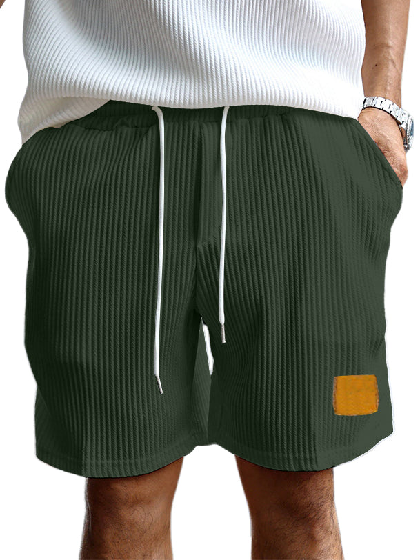 Men's Retro Embroidered Logo Stripe Fashion Lace-up Casual Shorts