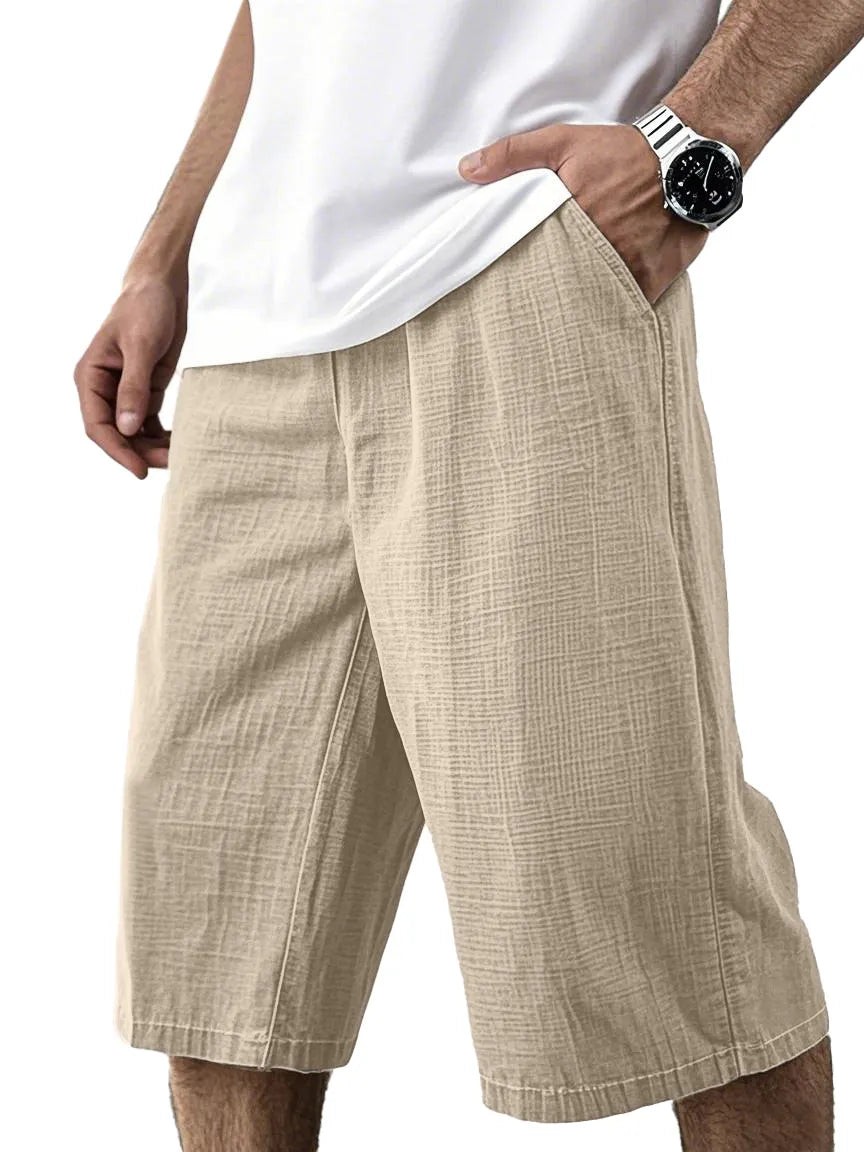 Men's Simple Solid Color Loose, Comfortable And Breathable Cropped Pants