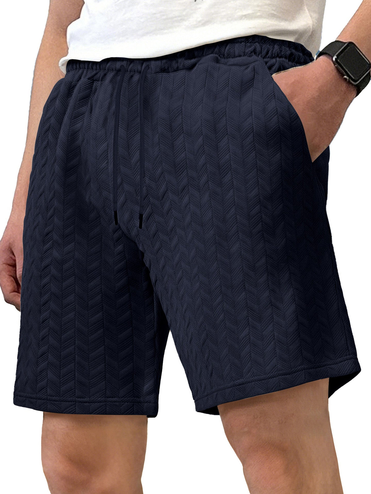 Men's Simple Solid Color Jacquard Texture Shorts