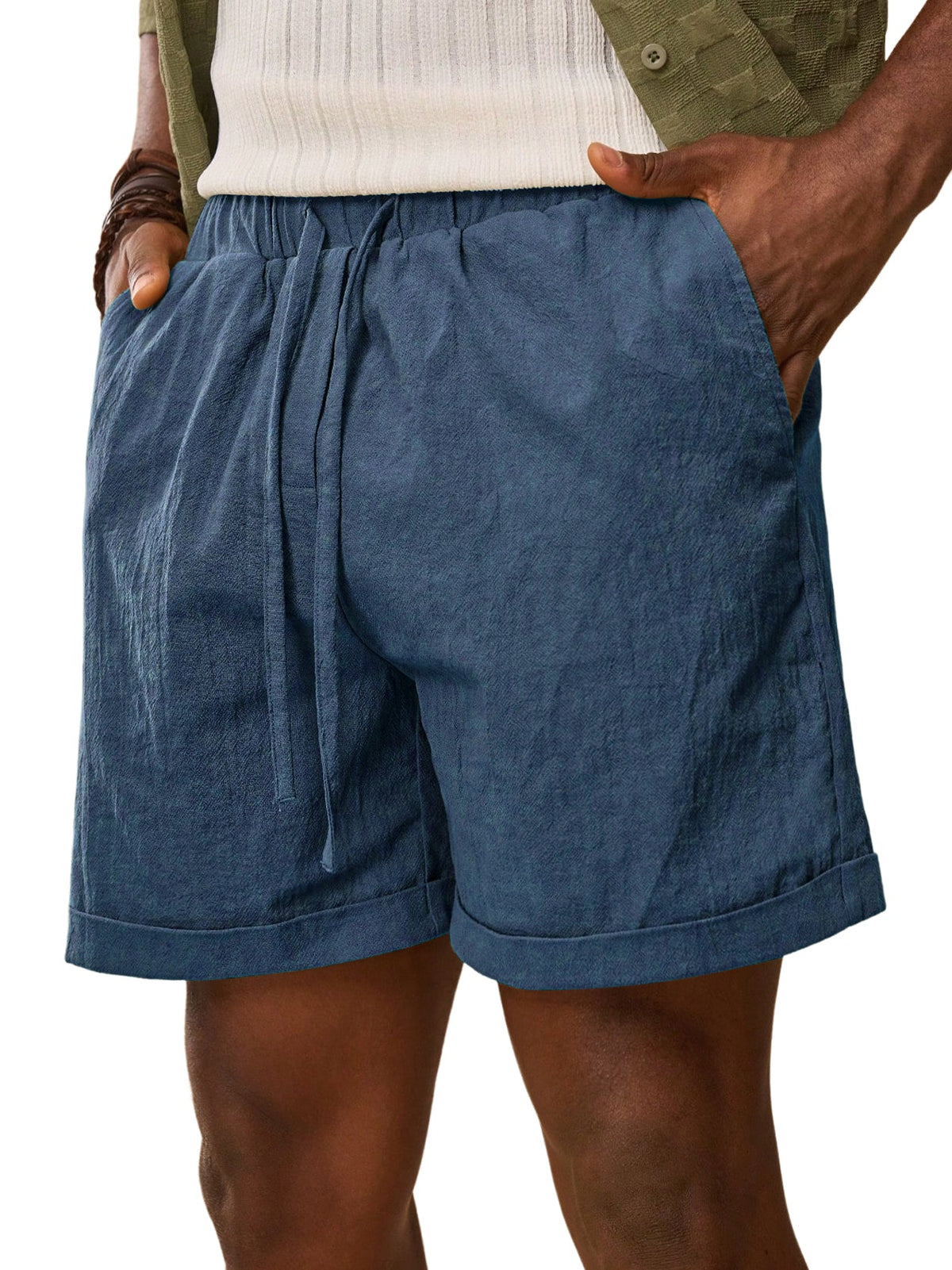 Men's Summer Daily Comfort Elastic Waist Casual Solid Color Shorts