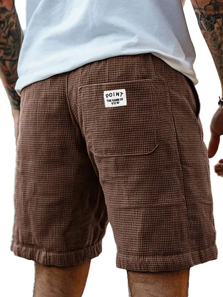 Men's Fashion Casual Waffle Fabric Logo Embroidered Shorts