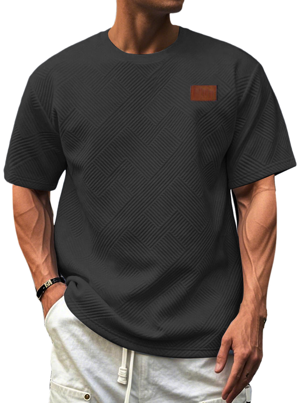 Men's Textured Casual Short-sleeved Top