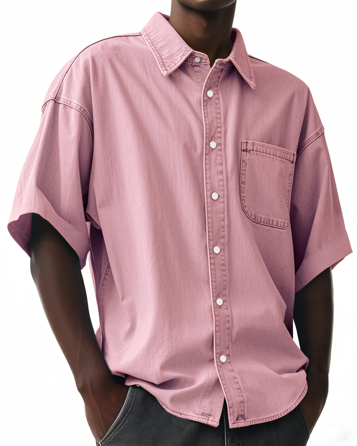 Men's Comfortable Vintage Lapel Short Sleeve Shirt With Chest Pocket