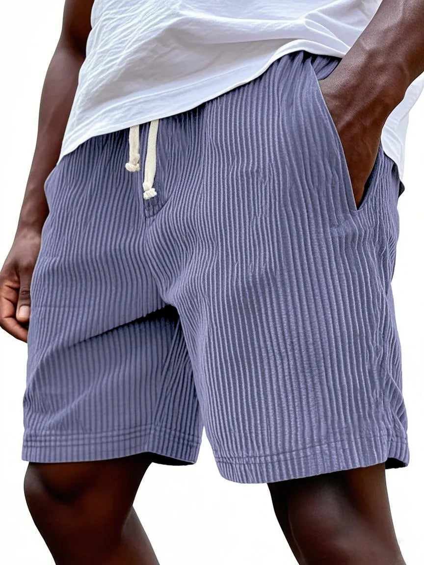 Men's Stylish Ribbed Simple Corduroy Loose Lace-up Casual Everyday Shorts