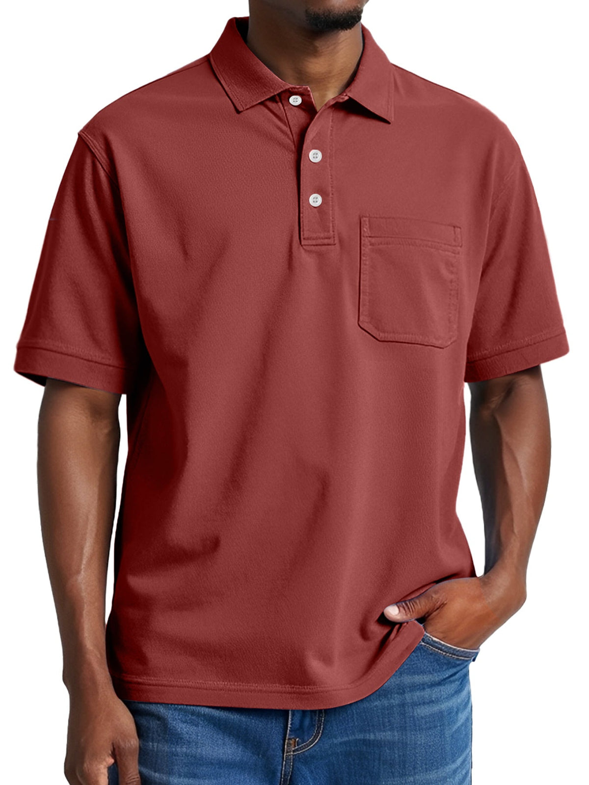 Men's Daily Casual Pocket Solid Color Comfortable Short Sleeve POLO Shirt
