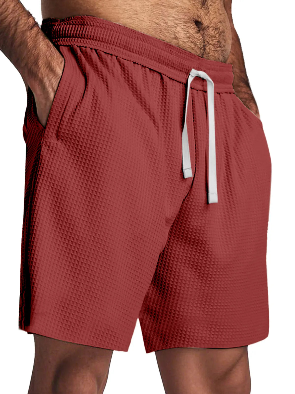 Men's Simple Everyday Waffle Texture Solid Color Shorts