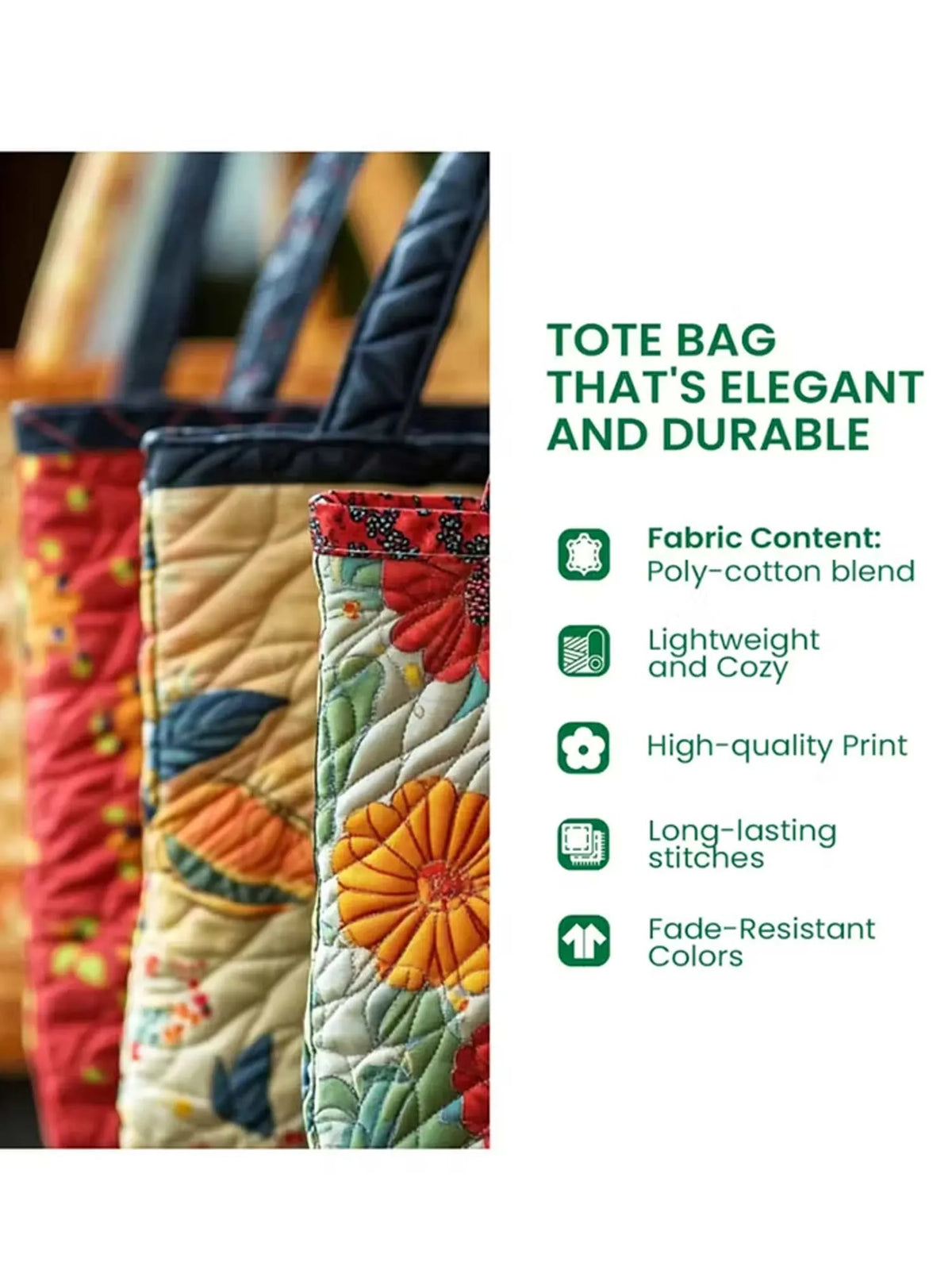 Pink Gingham Heart Floral Ribbon Patchwork Quilted Tote Bag