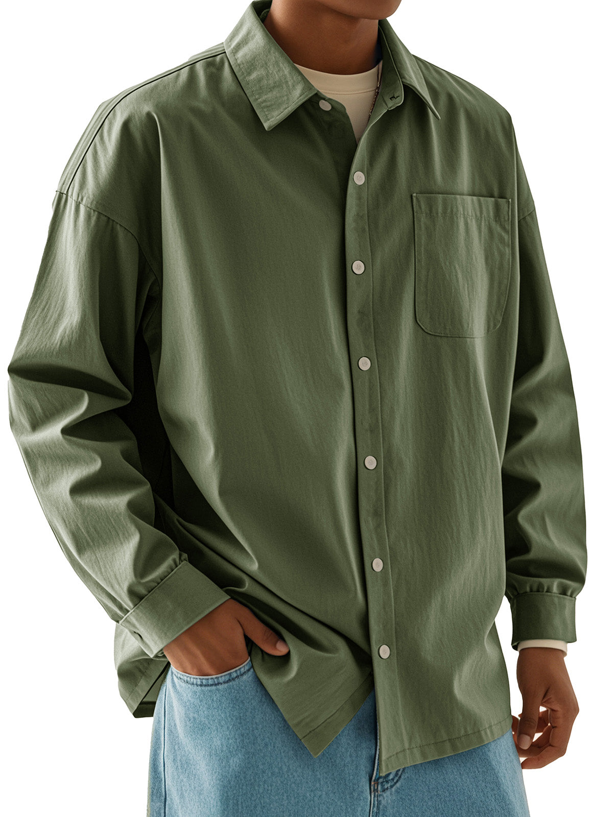 Men's Fashion Casual Retro Cotton Lapel Long Sleeve Shirt