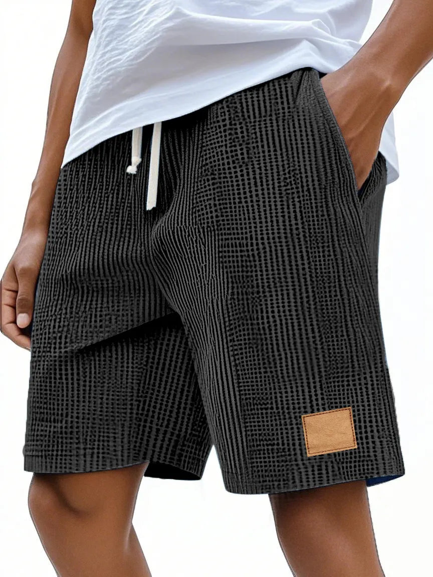 Men's Casual Retro Waffle Logo Comfort Shorts