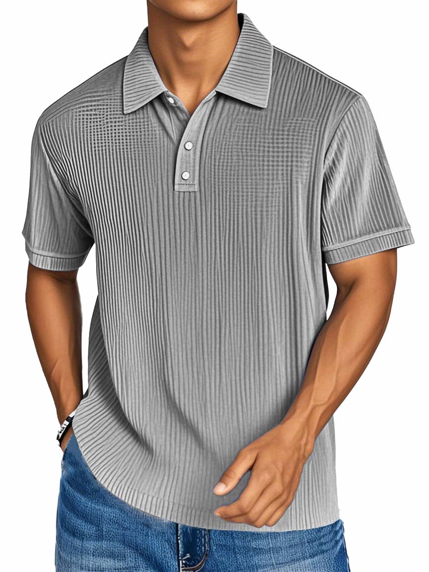 Men's Fashion Casual Textured Fabric Short-sleeved Polo Shirt